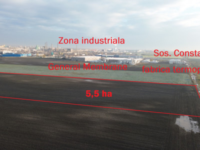 Teren intravilan 5,5 ha industrial deschidere 150 ml soseaua Constantei